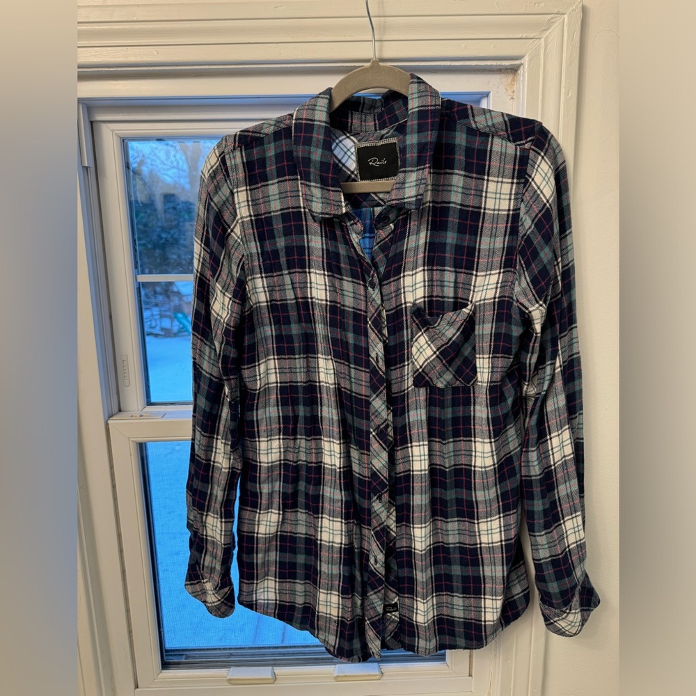 Rails Women's Long Sleeve Button Up Hunter Plaid Flannel Shirt Size L